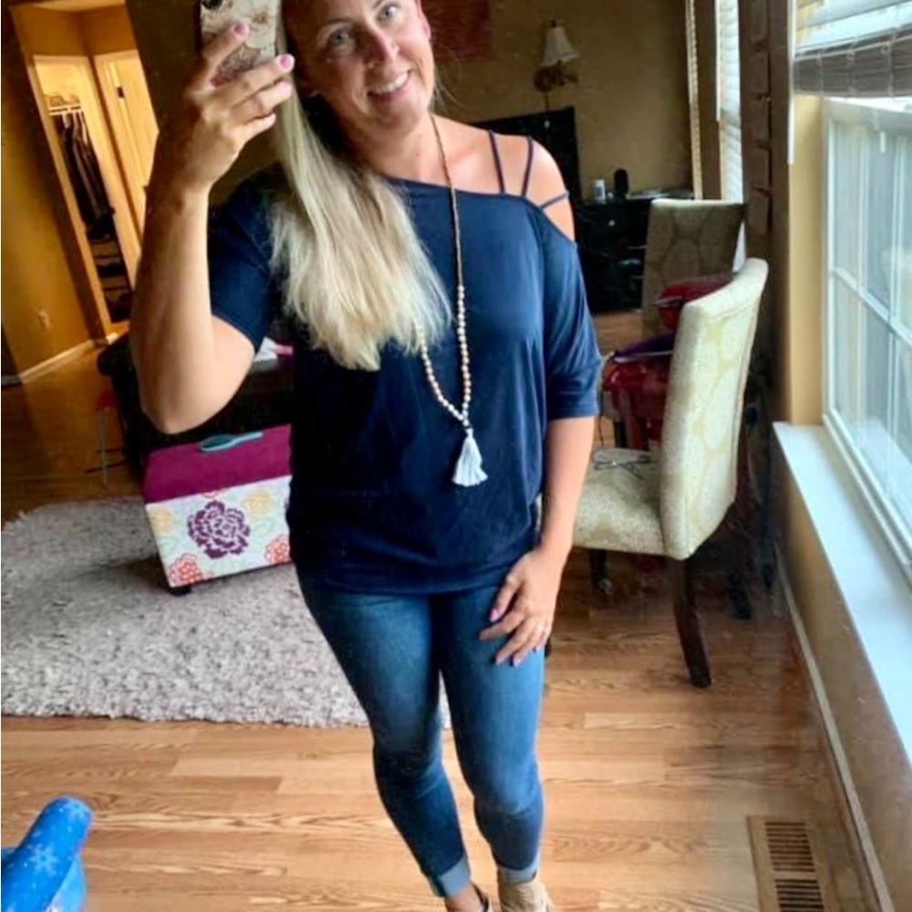 Women's navy Asym Top